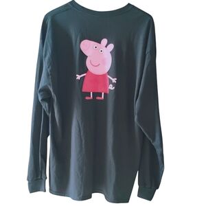 Urban Outfitters Peppa Pig Black Long Sleeve Tee Shirt Size XL